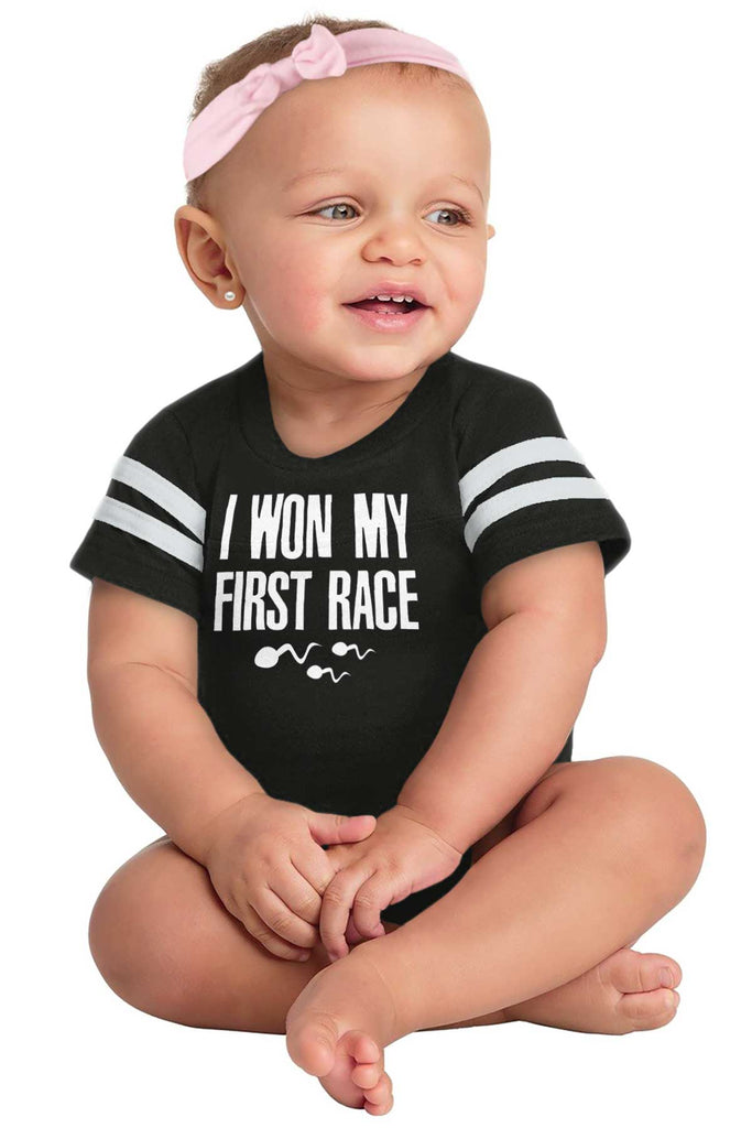 Won The Race Football Romper Bodysuit-Direct To Garment Print-Brisco Baby