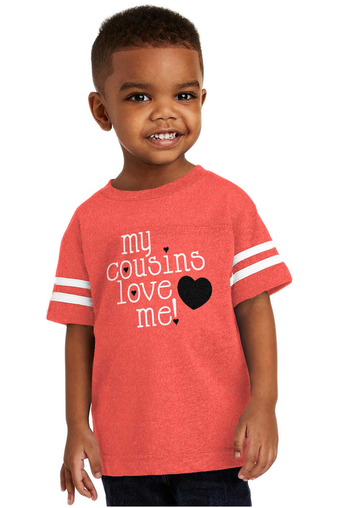 Cousins Love Me Toddler Football Jersey Tee-Direct To Garment Print-Brisco Baby