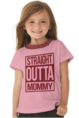 Straight Outta Mommy Toddler Ruffled Trim T-Shirt-Direct To Garment Print-Brisco Baby