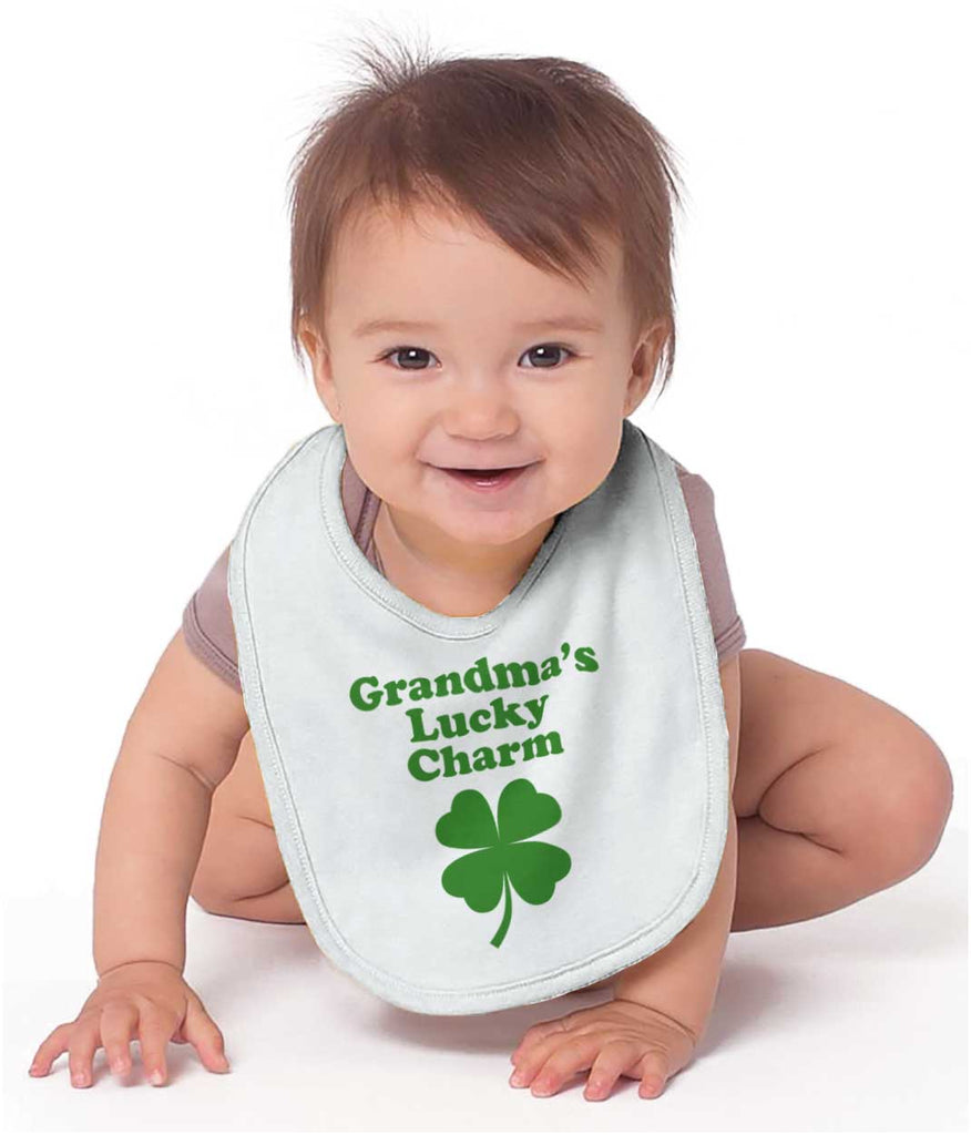 Grandma's Lucky Charm Infant Baby Bib-Direct To Garment Print-Brisco Baby