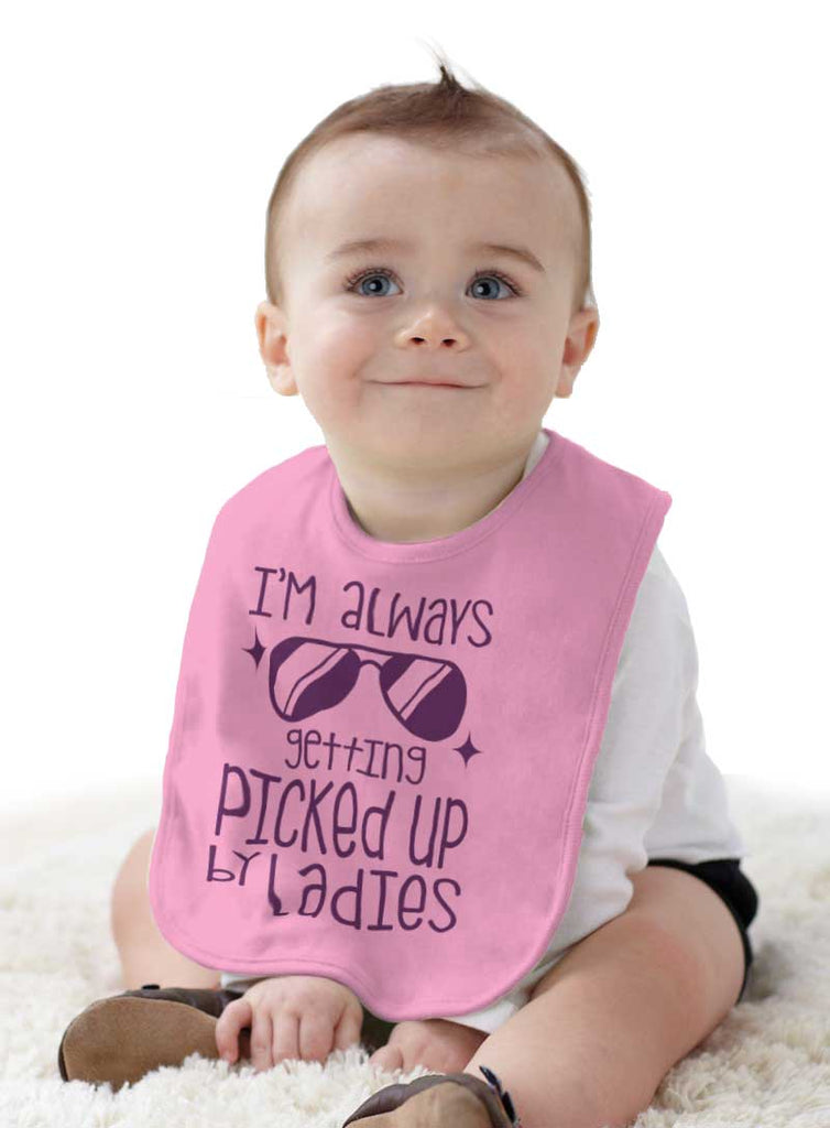 Picked Up By Ladies Infant Baby Bib-Direct To Garment Print-Brisco Baby