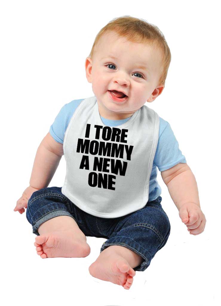 Tore Mommy A New One Infant Baby Bib-Direct To Garment Print-Brisco Baby