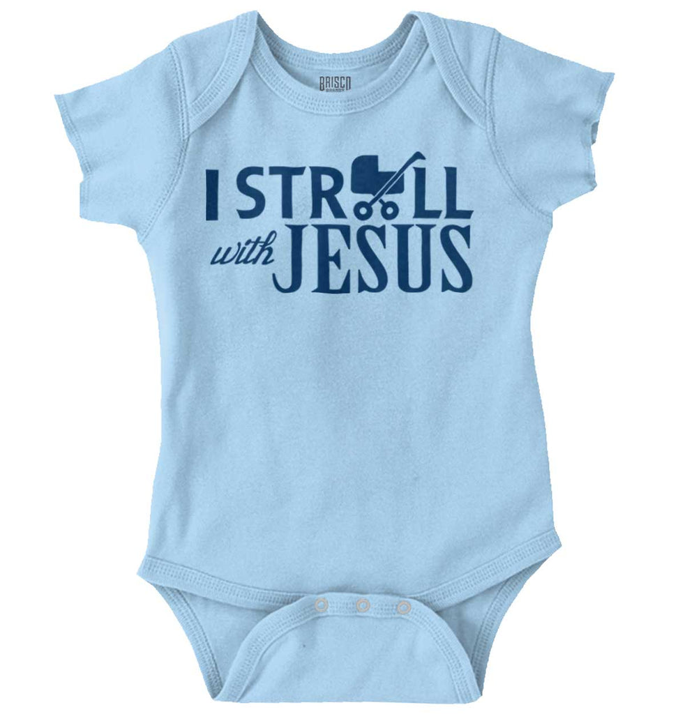 Stroll With Jesus Romper Bodysuit-Direct To Garment Print-Brisco Baby