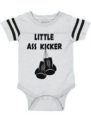Little Ass Kicker Football Romper Bodysuit-Direct To Garment Print-Brisco Baby