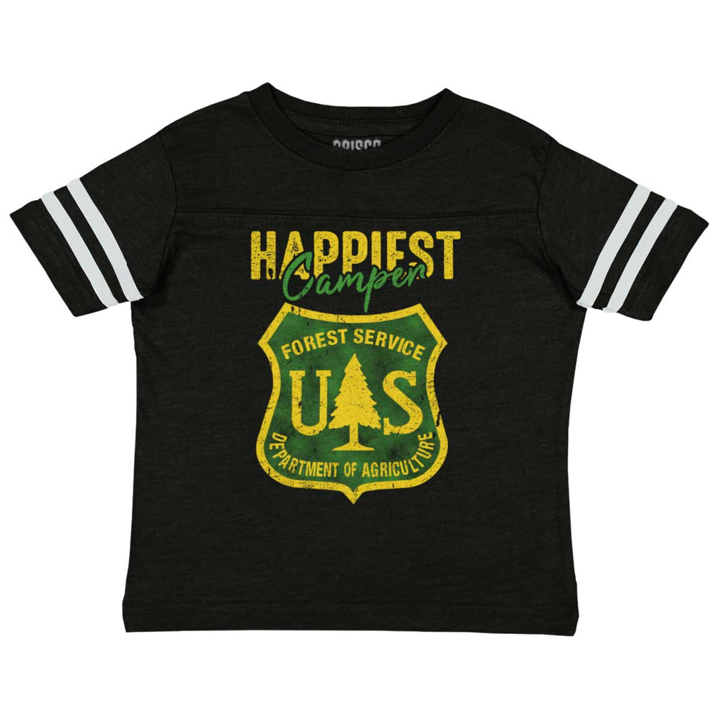 Happiest Camper Toddler Football Jersey Tee-Direct To Garment Print-Brisco Baby