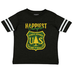 Happiest Camper Toddler Football Jersey Tee-Direct To Garment Print-Brisco Baby