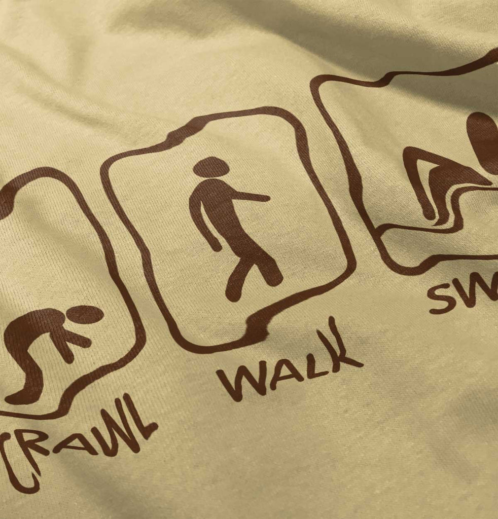 Crawl Walk Swim Romper Bodysuit-Direct To Garment Print-Brisco Baby