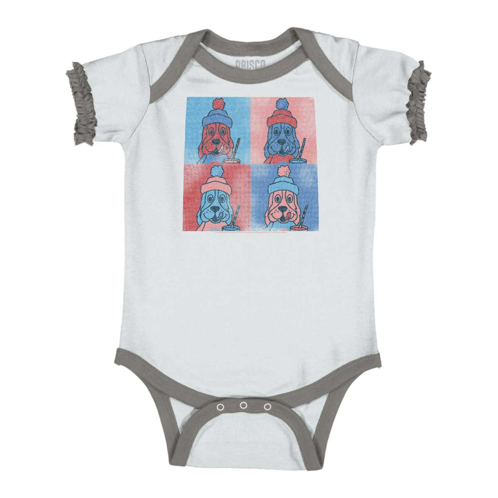Graphic Slush Baby Ruffled Trim Romper-Direct To Garment Print-Brisco Baby