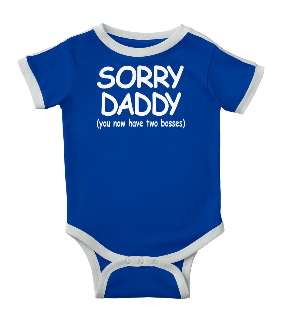 Sorry Daddy Ringer Romper Bodysuit-Direct To Garment Print-Brisco Baby