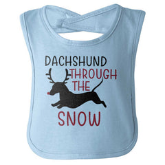 Dachshund Through Snow Infant Baby Bib-Direct To Garment Print-Brisco Baby