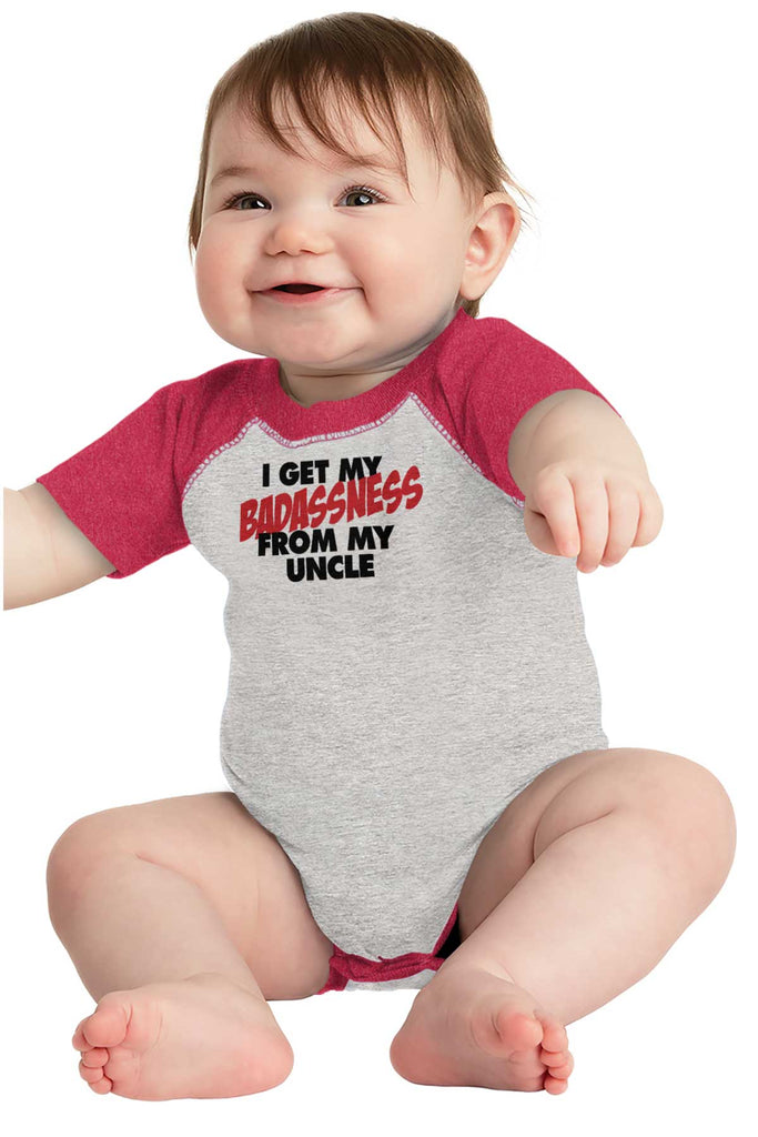 Badass Uncle Raglan Romper Bodysuit-Direct To Garment Print-Brisco Baby