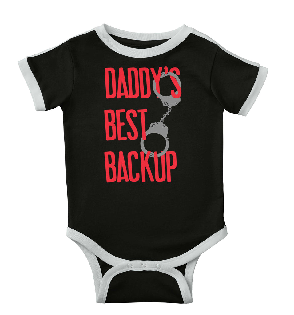 Daddy's Best Backup Ringer Romper Bodysuit-Direct To Garment Print-Brisco Baby