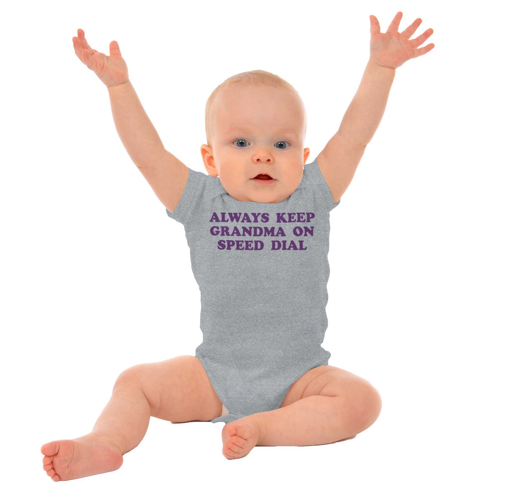 Always Keep Grandma Speed Dial Romper Bodysuit-Direct To Garment Print-Brisco Baby