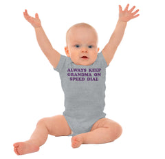 Always Keep Grandma Speed Dial Romper Bodysuit-Direct To Garment Print-Brisco Baby