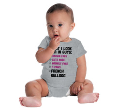 French Bulldog List Romper Bodysuit-Direct To Garment Print-Brisco Baby