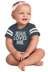 Christ Loves Me Football Romper Bodysuit-Direct To Garment Print-Brisco Baby
