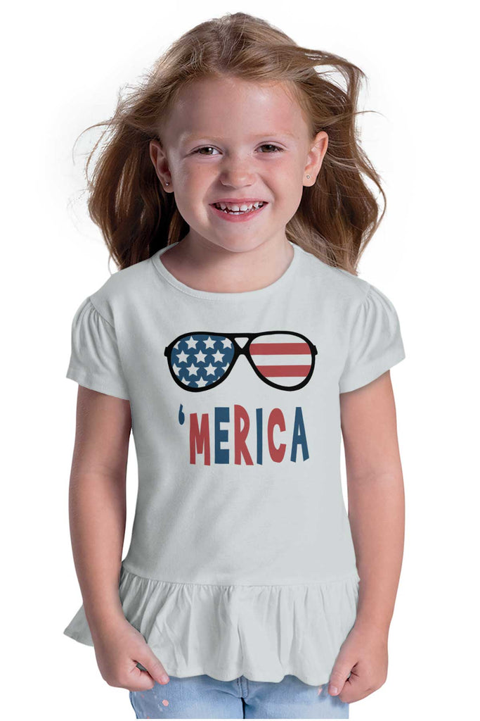 ‘merica Toddler Ruffle Bottom Tee-Direct To Garment Print-Brisco Baby