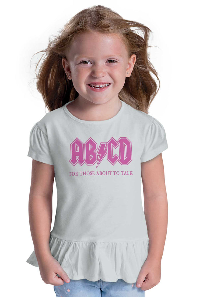 AB CD Toddler Ruffle Bottom Tee-Direct To Garment Print-Brisco Baby