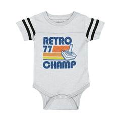 Retro 77 Champ Gamer Dragons Football Romper Bodysuit-Direct To Garment Print-Brisco Baby