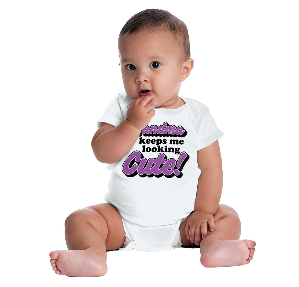 Grandma Keeps Me Cute Romper Bodysuit-Direct To Garment Print-Brisco Baby