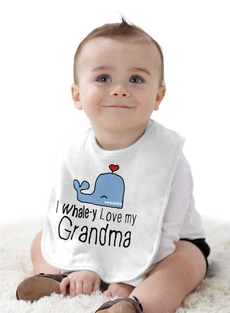 I Whale-y Love My Grandma Infant Baby Bib-Direct To Garment Print-Brisco Baby