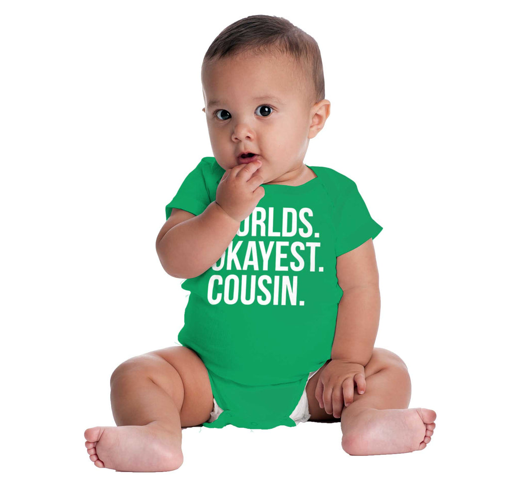 Worlds Okayest Cousin Romper Bodysuit-Direct To Garment Print-Brisco Baby