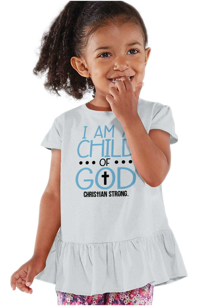 Cross Of God Toddler Ruffle Bottom Tee-Direct To Garment Print-Brisco Baby