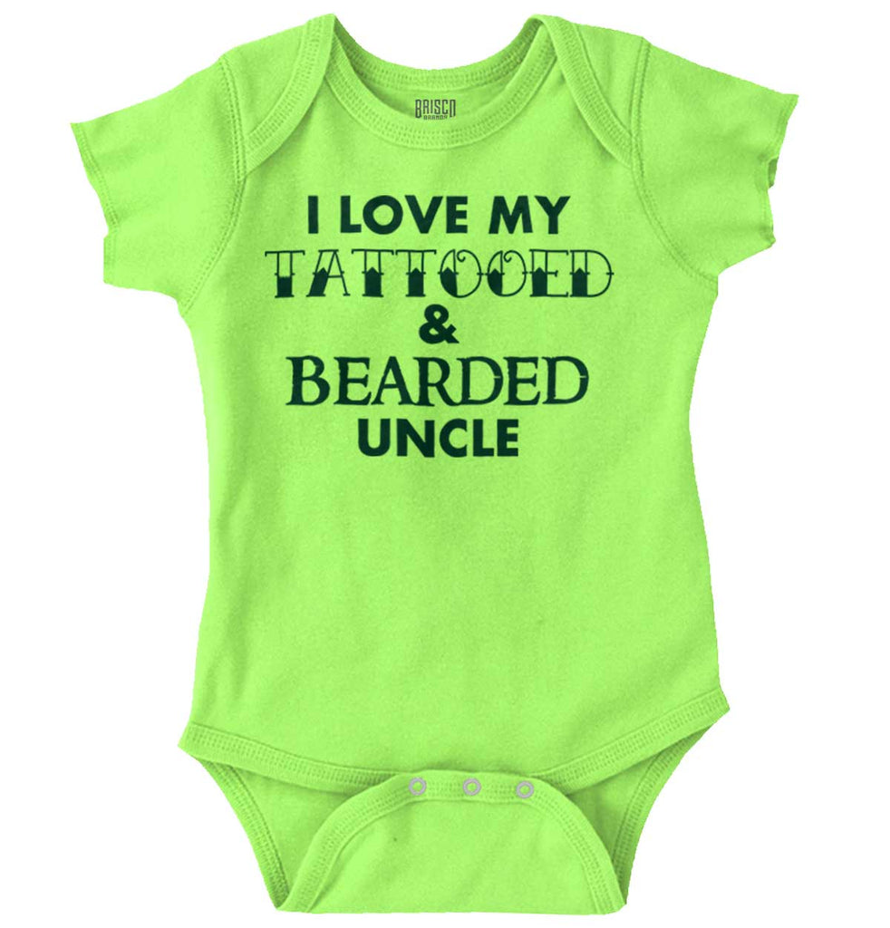 Love My Tattooed Bearded Uncle Romper Bodysuit-Direct To Garment Print-Brisco Baby