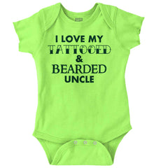 Love My Tattooed Bearded Uncle Romper Bodysuit-Direct To Garment Print-Brisco Baby