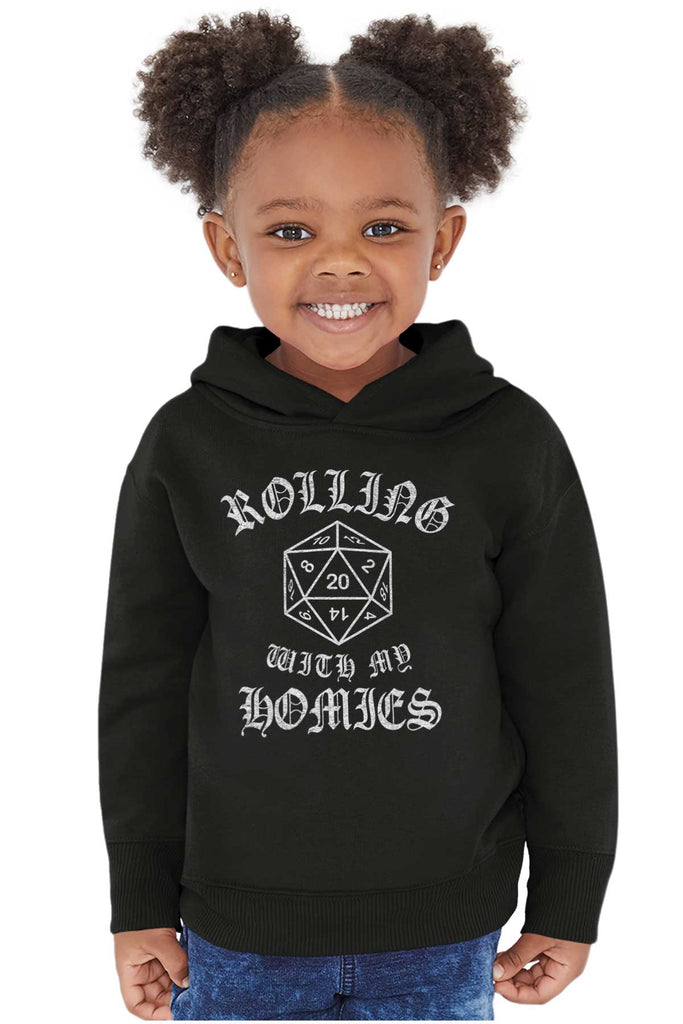 Rolling With My Homies Dungeons Toddler Pullover Hoodie-Direct To Garment Print-Brisco Baby