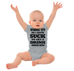 Get A Drink Romper Bodysuit-Direct To Garment Print-Brisco Baby
