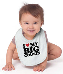 Heart My Big Cousin Infant Baby Bib-Direct To Garment Print-Brisco Baby