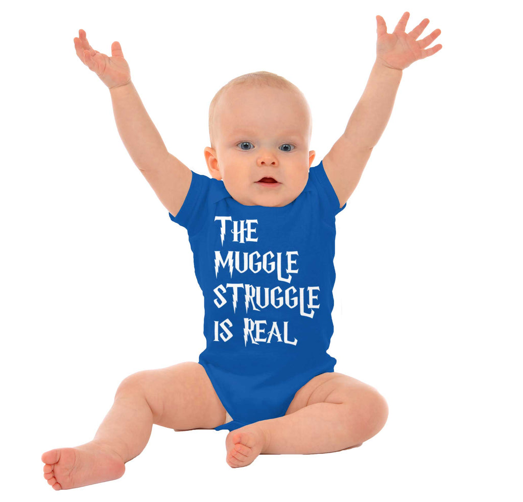Muggle Struggle Is Real Romper Bodysuit-Direct To Garment Print-Brisco Baby
