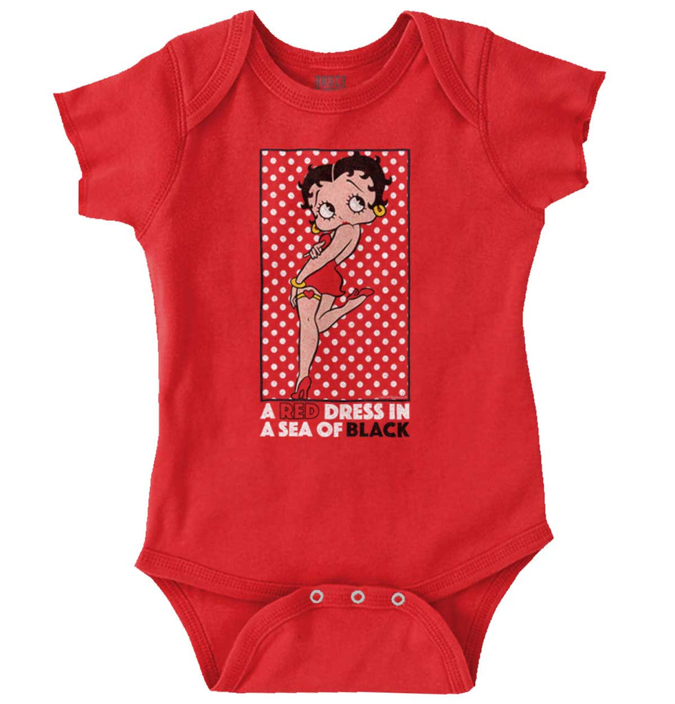 Red Dress Romper Bodysuit-Direct To Garment Print-Brisco Baby