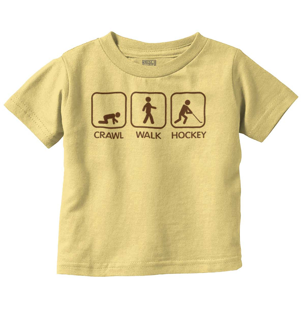 Crawl Walk Hockey Infant Toddler T Shirt-Direct To Garment Print-Brisco Baby