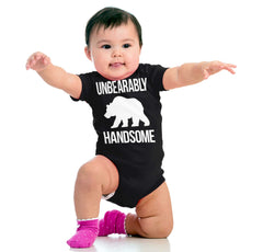 Unbearably Handsome Romper Bodysuit-Direct To Garment Print-Brisco Baby