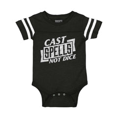 Cast Spells Not Dice Dungeons Football Romper Bodysuit-Direct To Garment Print-Brisco Baby