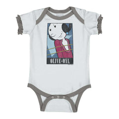 Olive Oyl Baby Ruffled Trim Romper-Direct To Garment Print-Brisco Baby