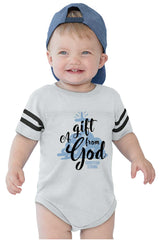 Gift From God Football Romper Bodysuit-Direct To Garment Print-Brisco Baby