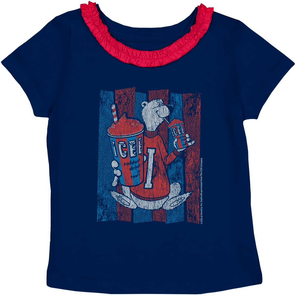 Distressed Icee Toddler Ruffled Trim T-Shirt-Direct To Garment Print-Brisco Baby