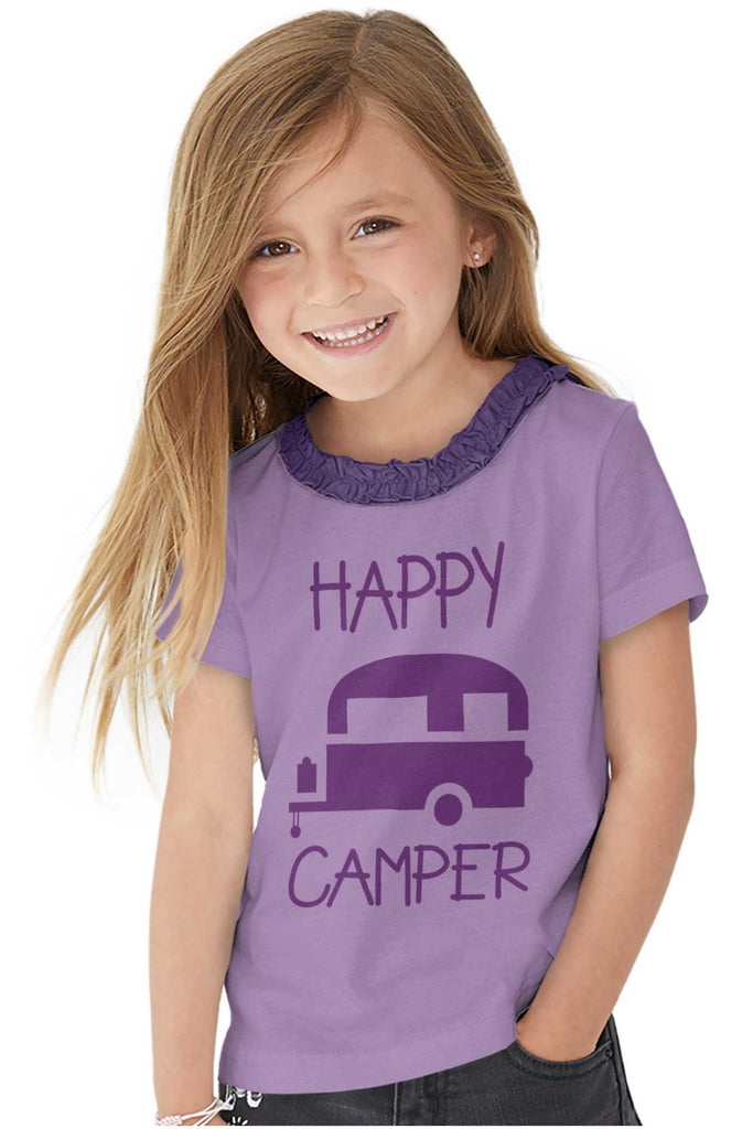 Happy Camper Toddler Ruffled Trim T-Shirt-Direct To Garment Print-Brisco Baby