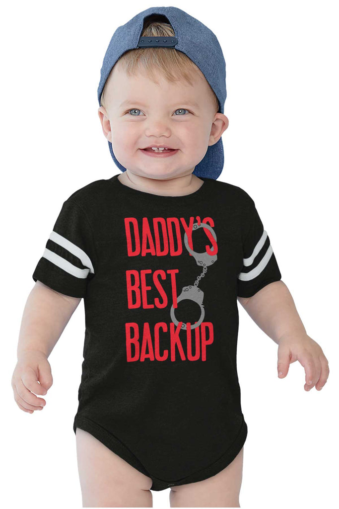 Daddy's Best Backup Football Romper Bodysuit-Direct To Garment Print-Brisco Baby