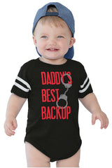 Daddy's Best Backup Football Romper Bodysuit-Direct To Garment Print-Brisco Baby