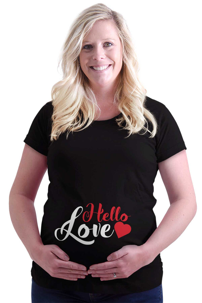 Hello Love Maternity T-Shirt-Direct To Garment Print-Brisco Baby