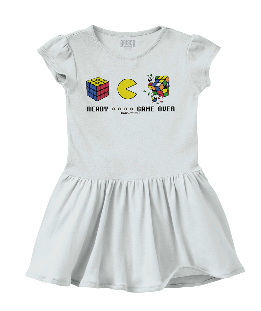 Pac-Man Ready Rubik's Solid Baby Infant Dress-Direct To Garment Print-Brisco Baby