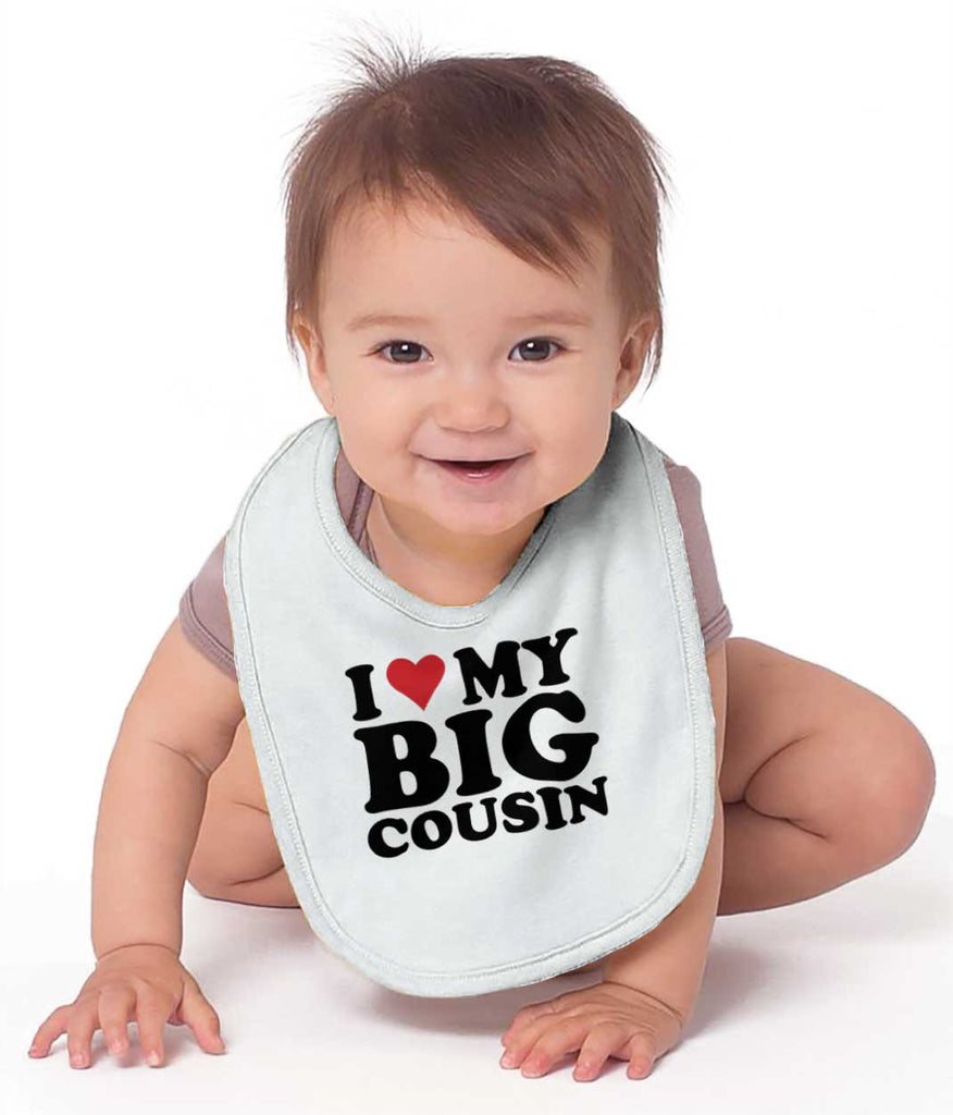 Heart My Big Cousin Infant Baby Bib-Direct To Garment Print-Brisco Baby