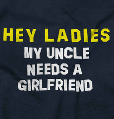 Uncle Needs Girlfriend Romper Bodysuit-Direct To Garment Print-Brisco Baby