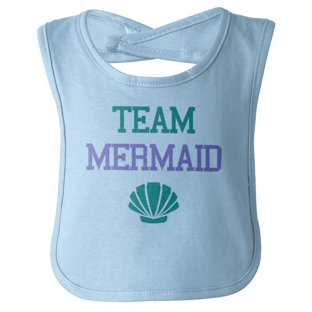 Team Mermaid Infant Baby Bib-Direct To Garment Print-Brisco Baby