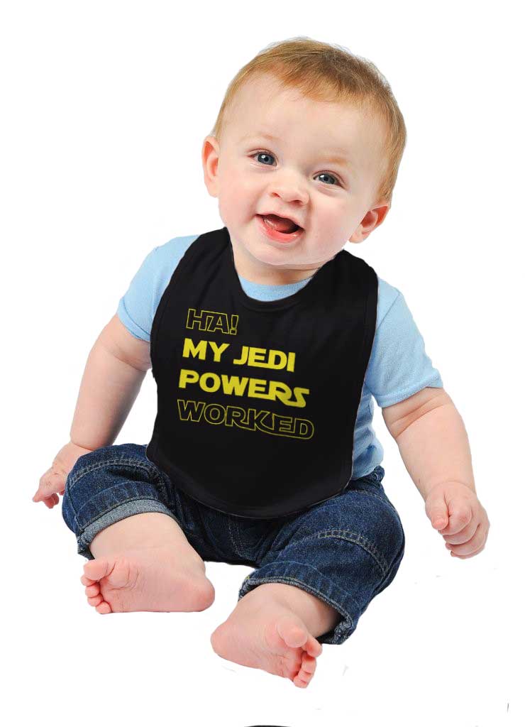 Jedi Powers Worked Infant Baby Bib-Direct To Garment Print-Brisco Baby