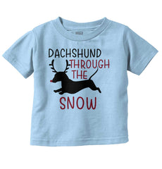 Dachshund Through Snow Infant Toddler T Shirt-Direct To Garment Print-Brisco Baby